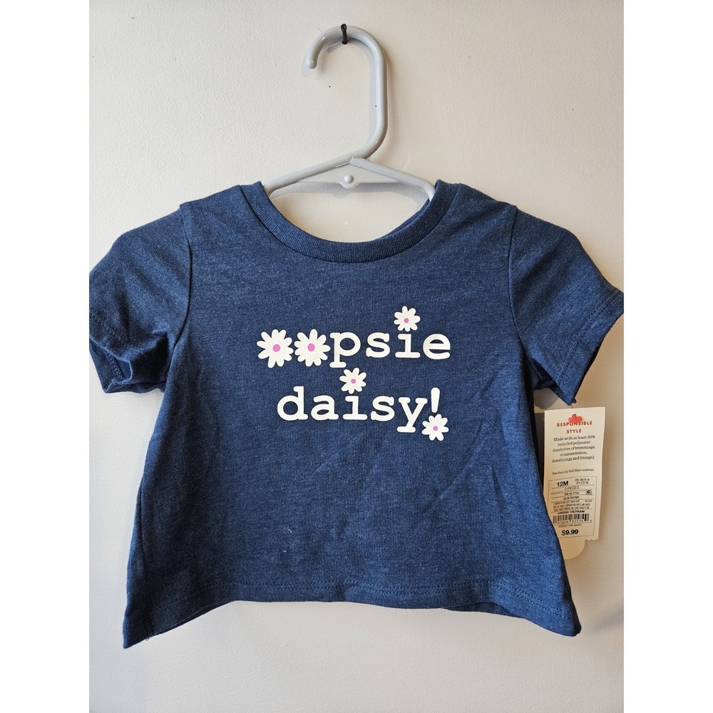 Baby Graphic Tee – "Oopsie Daisy!" Blue Short‎ Sleeve (12M)